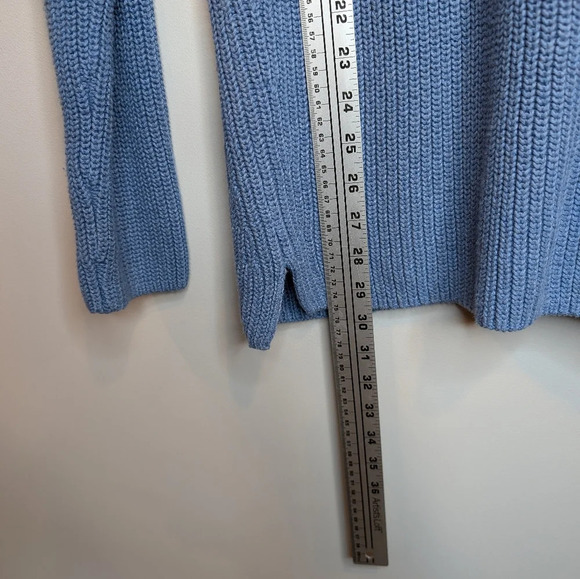 TALBOTS Blue Scoop Crew Neck Patterned Knit 100% Cotton Sweater Womans Medium - Picture 6 of 7